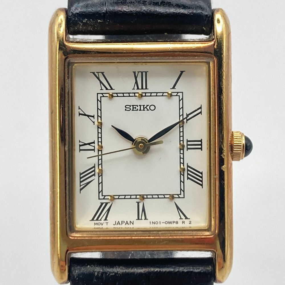 Vintage Seiko Women's Tank Watch 18mm Gold Tone 1N01-0LK0 WR New Battery 7.5" - Picture 2 of 16